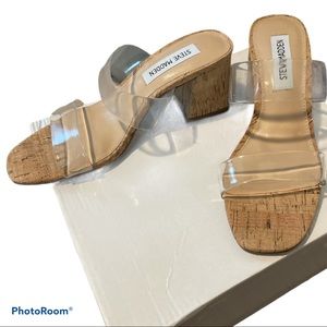 Steve Madden clear block heel sandals